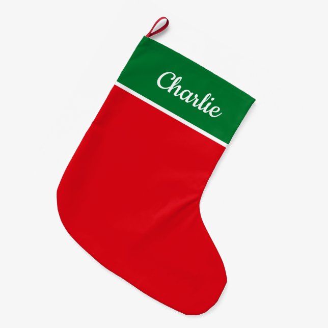 Grande Chaussette De Noël Rouge et Vert Festif Personnalisé (Devant (Accrochage))