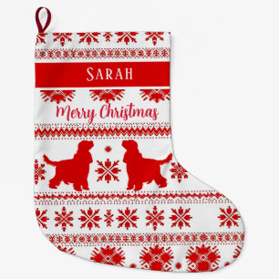 Grande Chaussette De Noël Rouge Nordic English Cocker Spaniel Chien Noël