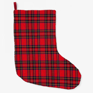 Grande Chaussette De Noël Royal Stewart tartan rouge noir plaid