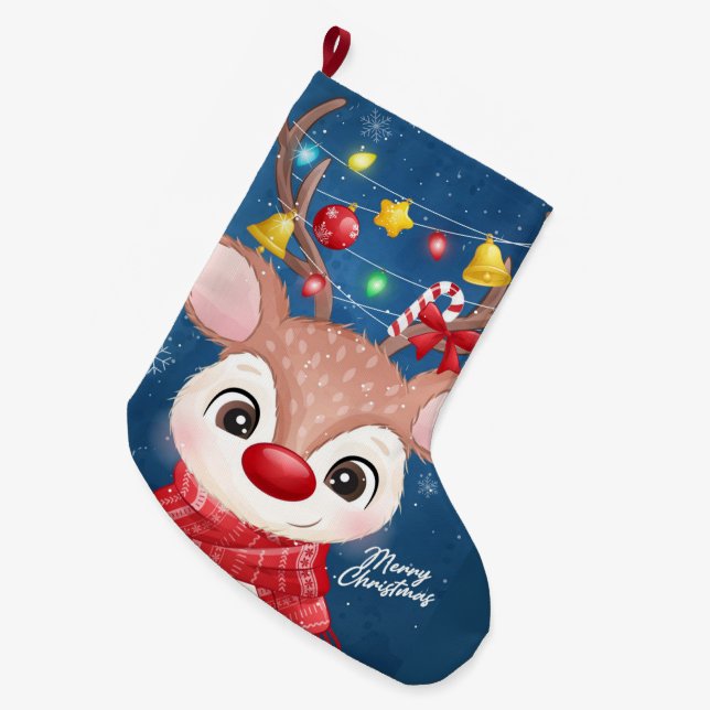 Grande Chaussette De Noël Rudolph (Devant (Accrochage))