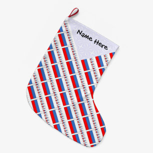 Grande Chaussette De Noël Russie Drapeau Russe Carrelé Personnalisation