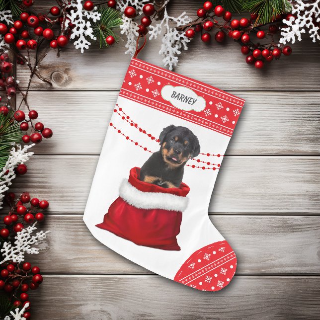 Grande Chaussette De Noël Sac cadeau Rottweiler Chien Chien Chien Chien Chie (Créateur téléchargé)