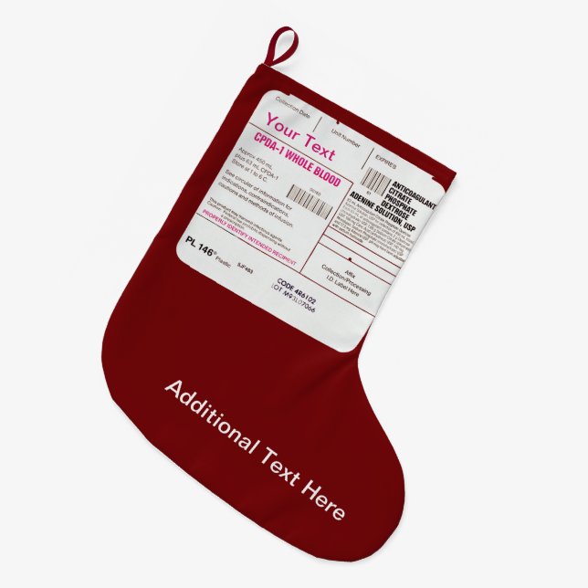Grande Chaussette De Noël Sac de transfusion sanguine (Devant (Accrochage))