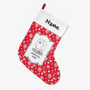 Grande Chaussette De Noël Samoyed Maman (blanc) Mignonne Fun Chien Maman