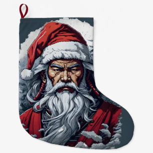 Grande Chaussette De Noël Samurai Père Noël Warrior Christmas Art Cadeau