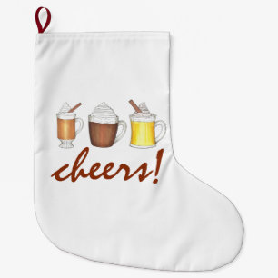 Grande Chaussette De Noël Santé! Noël d'hiver Fêtes de cacao rhum Eggnog