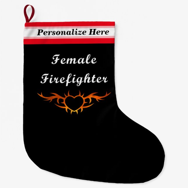 Grande Chaussette De Noël Sapeur-pompier féminin (Devant)