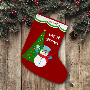 Grande Chaussette De Noël Sapin de Noël bonhomme de neige personnalisé