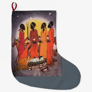 Grande Chaussette De Noël Scène africaine de nativité de Noël