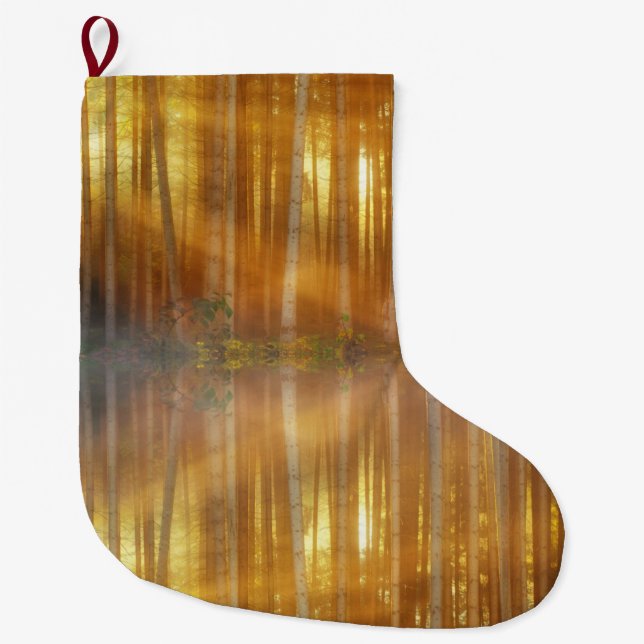 Grande Chaussette De Noël Scène de la forêt de Misty (Devant)