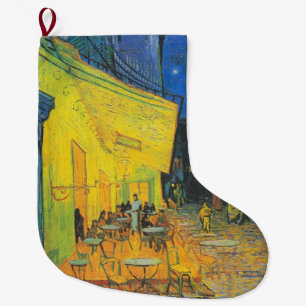 Grande Chaussette De Noël Scène de rue française du café-terrasse de Van Gog