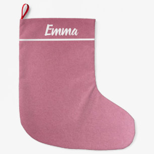 Grande Chaussette De Noël Script de nom minimaliste simple rose