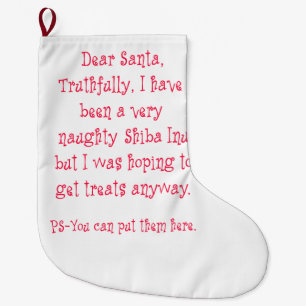 Grande Chaussette De Noël Shiba vilain Inu