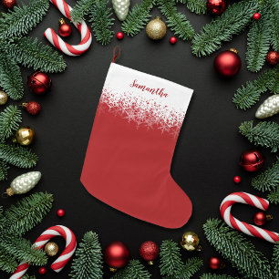 Grande Chaussette De Noël Simple Red Christmas Snowflake Ombre