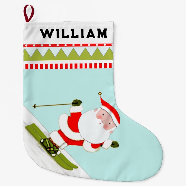 Grande Chaussette De Noël Ski sur neige (Devant)