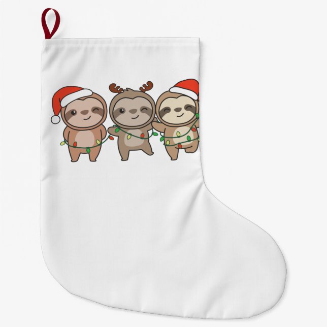 Grande Chaussette De Noël Sloth Noël Animaux mignons Sloth (Devant)