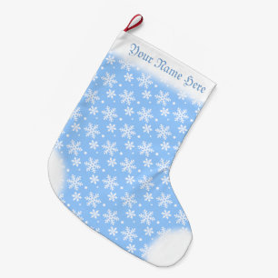 Grande Chaussette De Noël Snowflake Stocking Custom Blue Christmas Stockings