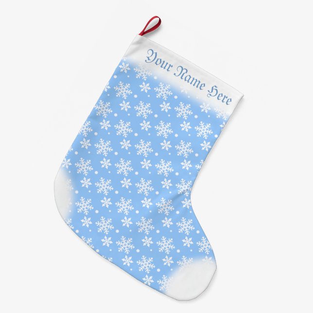 Grande Chaussette De Noël Snowflake Stocking Custom Blue Christmas Stockings (Devant (Accrochage))