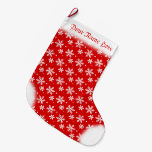 Grande Chaussette De Noël Snowflake Stocking Custom Red Christmas Stockings