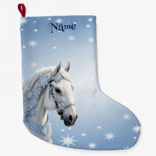 Grande Chaussette De Noël Snowflakes Horse Fête Noël Stocker