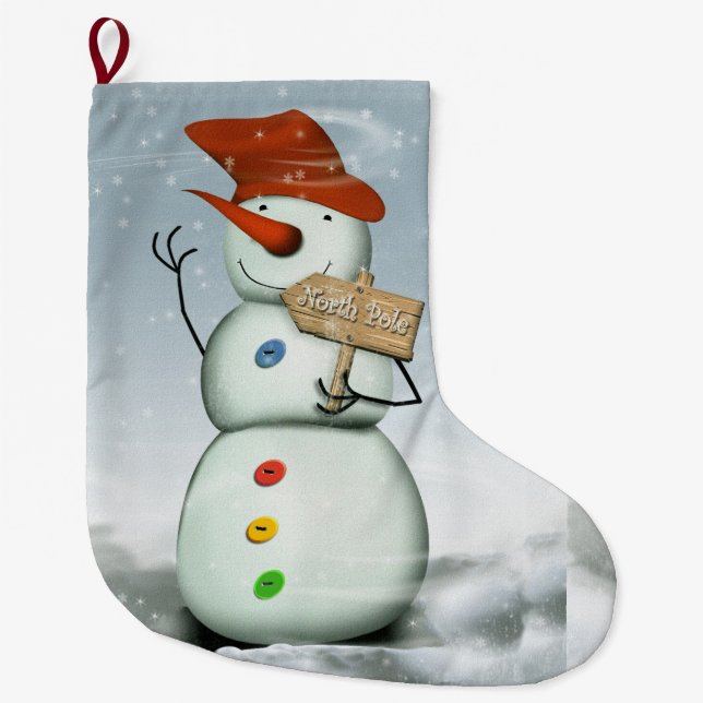 Grande Chaussette De Noël Snowman du Pôle Nord (Devant)