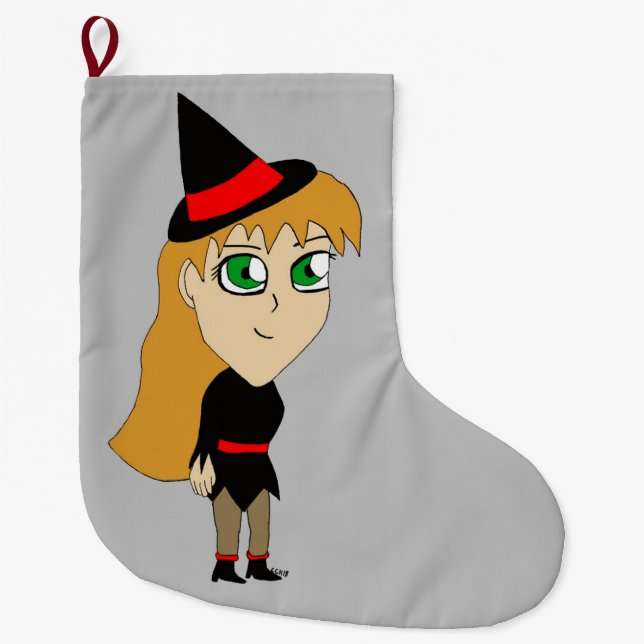 Grande Chaussette De Noël sorcière chibi (Devant)