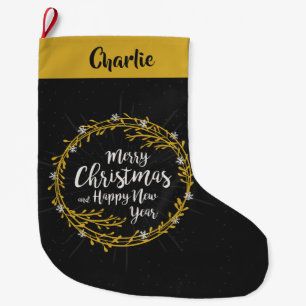 Grande Chaussette De Noël Souhaits de Noël stockage de nom personnalisé