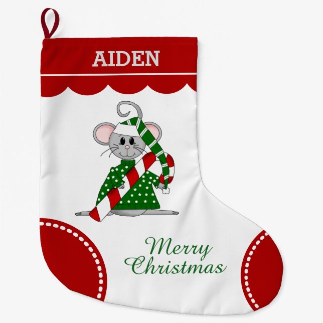 Grande Chaussette De Noël Souris de Noël (Devant)