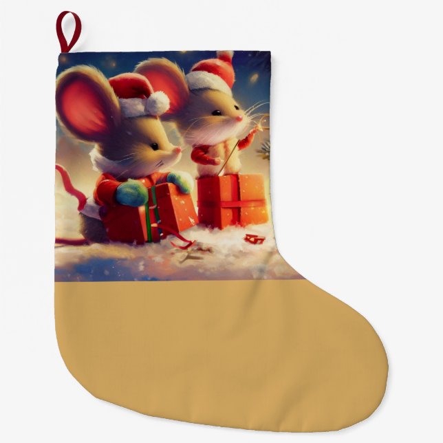Grande Chaussette De Noël Souris de Noël 3 (Devant)