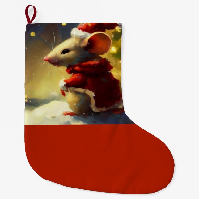 Grande Chaussette De Noël Souris de Noël 4 (Devant)