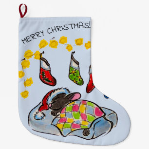 Grande Chaussette De Noël Souris de Noël et de Nouvel An avec bas et li
