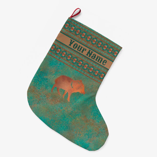 Grande Chaussette De Noël Southwest Cute Javelina Baby Personnalisé (Devant (Accrochage))