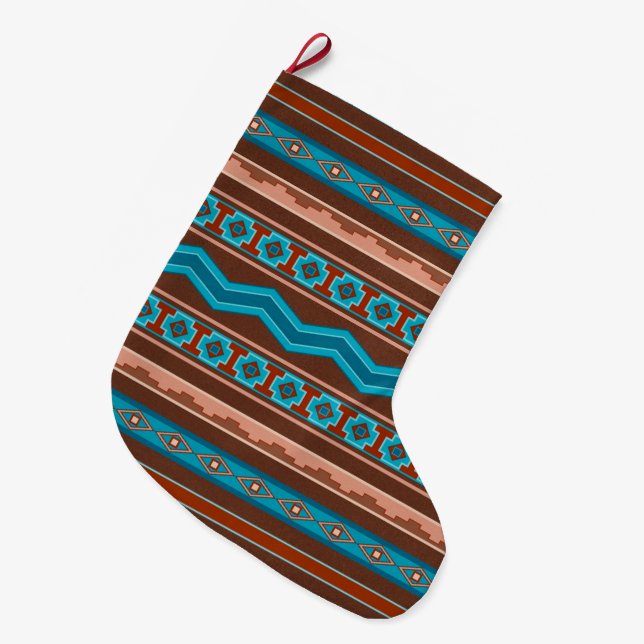 Grande Chaussette De Noël Southwest Style Geometric Cameron Gorge Design (Devant (Accrochage))