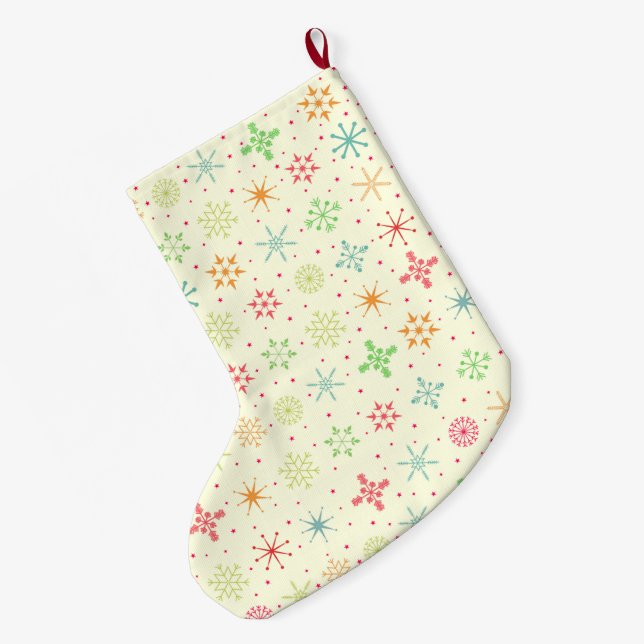 Grande Chaussette De Noël Stars Rétro Stocking (Dos (Accrochage))
