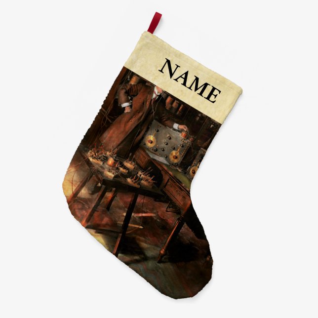 Grande Chaussette De Noël Steampunk - Le voyageur temporel 1920 (Devant (Accrochage))