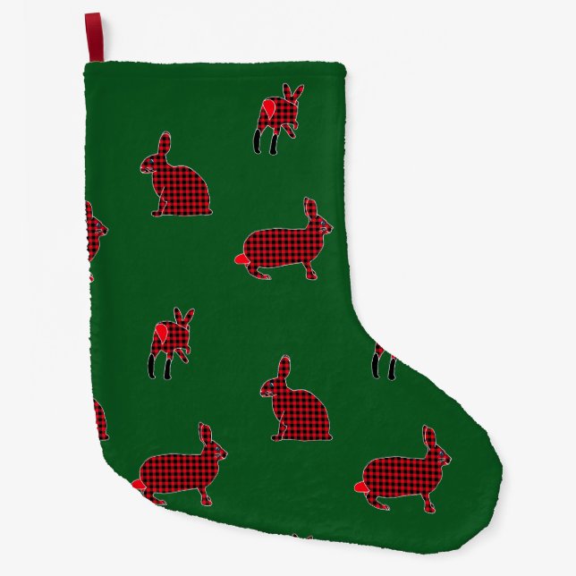 Grande Chaussette De Noël Stockage de lapins de bois (Devant)