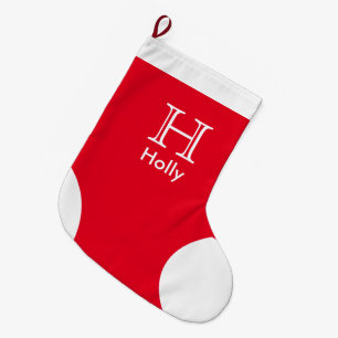 Grande Chaussette De Noël Stockage de Noël Monogrammé en rouge - Personnal