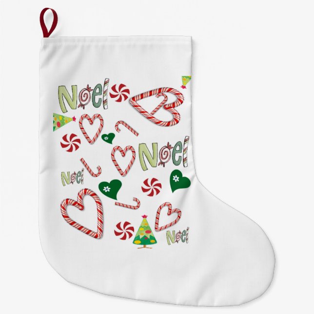 Grande Chaussette De Noël Stockage de Noël, Noel Grand Stocking de Noël (Devant)