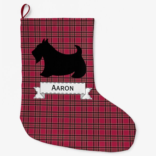 Grande Chaussette De Noël Stockage de Noël personnalisé Scottish Terrier (Devant)