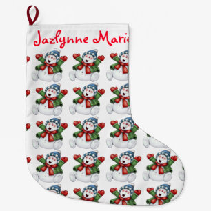 Grande Chaussette De Noël Stockage de Noël personnalisé/Snowmen