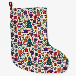 Grande Chaussette De Noël Stockage de Noël primitif, Art populaire ange