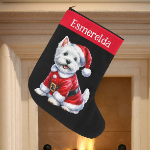 Grande Chaussette De Noël Stockage de Noël Westie personnalisé