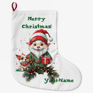 Grande Chaussette De Noël Stockage personnalisable des elfes de Noël et des