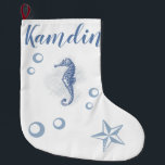 Grande Chaussette De Noël Stockage personnalisé Seahorse Ocean Beach Water<br><div class="desc">Stockage personnalisé</div>