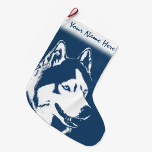 Grande Chaussette De Noël Stocker de Noël Husky Personnalisé Dog Stocker