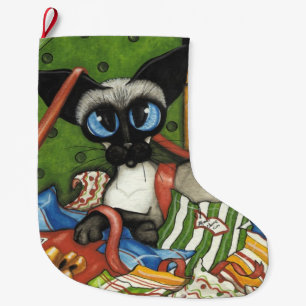 Grande Chaussette De Noël Stocker des cadeaux de chats siamois par Bihrle