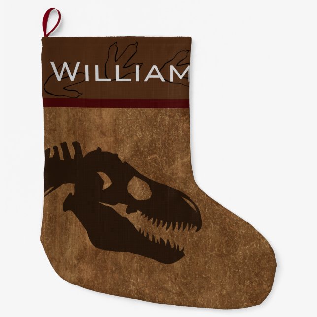 Grande Chaussette De Noël Stocker personnalisé T-Rex (Devant)