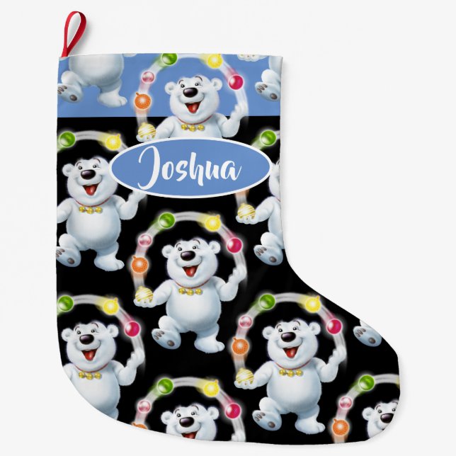 Grande Chaussette De Noël Stockin fait sur commande de jonglerie de Noël de (Devant)