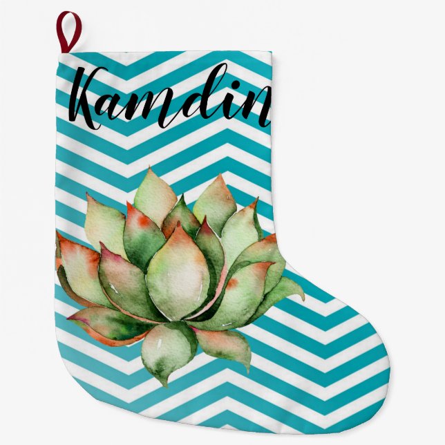 Grande Chaussette De Noël Stocking Personnalisé Boho Cactus Succulent Cactus (Devant)