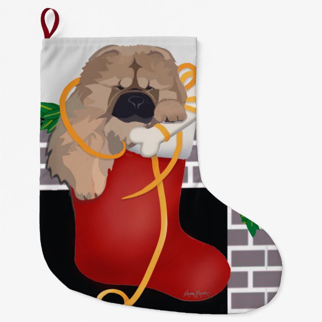 Grande Chaussette De Noël Stocking Stuffer Chow chiot Xmas stockage (Devant)